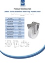 300SS series 125mm stainless steel fixed top plate 100x85mm castor with nylon plain bearing  wheel 150kg - Spec sheet