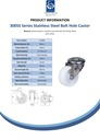 300SS series 80mm stainless steel swivel bolt hole 12mm castor with nylon plain bearing wheel 150kg - Spec sheet