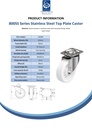 800SS series 125mm stainless steel swivel top plate 100x85mm castor with nylon plain bearing wheel 350kg - Spec sheet