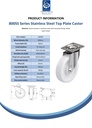 800SS series 200mm stainless steel swivel top plate 140x110mm castor with nylon plain bearing wheel 800kg - Spec sheet