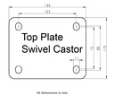 800SS series 160mm stainless steel swivel top plate 140x110mm - Plate drawing