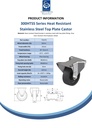 300HTSS series 80mm stainless steel fixed top plate 100x85mm castor with heat resistant thermoplastic plain bearing wheel 100kg - Spec sheet