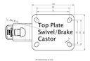 300HTSS series 100mm stainless steel swivel/brake top plate 100x85mm - Plate drawing