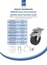 300HTSS series 125mm stainless steel swivel/brake top plate 100x85mm castor with heat resistant thermoplastic plain bearing wheel 150kg - Spec sheet