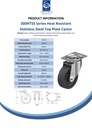 300HTSS series 150mm stainless steel swivel top plate 140x110mm castor with heat resistant thermoplastic plain bearing wheel 300kg - Spec sheet