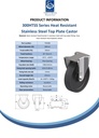 300HTSS series 200mm stainless steel fixed top plate 140x110mm castor with heat resistant thermoplastic plain bearing wheel 350kg - Spec sheet