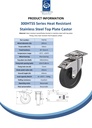 300HTSS series 200mm stainless steel swivel/brake top plate 140x110mm castor with heat resistant thermoplastic plain bearing wheel 350kg - Spec sheet