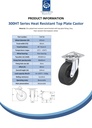 300HT series 125mm swivel top plate 100x85mm castor with heat resistant thermoplastic plain bearing wheel 150kg - Spec sheet