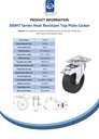 300HT series 125mm swivel/brake top plate 100x85mm castor with heat resistant thermoplastic plain bearing wheel 150kg - Spec sheet