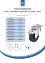 300HT series 150mm swivel/brake top plate 140x110mm castor with heat resistant thermoplastic plain bearing wheel 300kg - Spec sheet