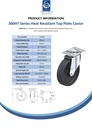 300HT series 200mm swivel top plate 140x110mm castor with heat resistant thermoplastic plain bearing wheel 350kg - Spec sheet