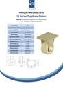 LS series 100mm fixed top plate 140x110mm castor with cast nylon ball bearing wheel 1500kg - Spec sheet