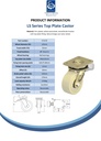 LS series 125mm swivel/brake top plate 140x110mm castor with cast nylon ball bearing wheel 1750kg - Spec sheet