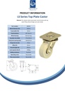 LS series 150mm swivel top plate 175x140mm castor with cast nylon ball bearing wheel 2500kg - Spec sheet