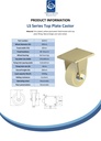 LS series 200mm fixed top plate 255x200mm castor with cast nylon ball bearing wheel 4500kg - Spec sheet