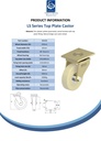 LS series 250mm swivel top plate 255x200mm castor with cast nylon ball bearing wheel 5000kg - Spec sheet