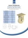 LS series 250mm fixed top plate 255x200mm castor with cast nylon ball bearing wheel 6000kg - Spec sheet