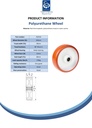 Wheel series 100mm polyurethane on nylon centre 12mm bore hub length 40mm roller bearing 170kg - Spec sheet