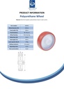 Wheel series 100mm polyurethane on nylon centre 12mm bore hub length 44mm plain bearing 170kg - Spec sheet