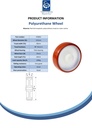 Wheel series 125mm polyurethane on nylon centre 15mm bore hub length 44mm plain bearing 400kg - Spec sheet