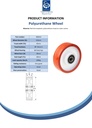 Wheel series 150mm polyurethane on nylon centre 20mm bore hub length 58mm ball bearing 600kg - Spec sheet