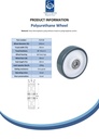 Wheel series 160mm polyurethane on polypropylene centre 20mm bore hub length 58mm ball bearing 300kg - Spec sheet