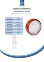 Wheel series 200mm polyurethane on nylon centre 20mm bore hub length 58mm plain bearing 450kg - Spec sheet