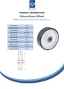 Wheel series 200mm polyurethane on polypropylene centre 20mm bore hub length 58mm ball bearing 400kg - Spec sheet