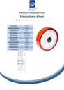 Wheel series 200mm polyurethane on nylon centre 20mm bore hub length 58mm ball bearing 750kg - Spec sheet