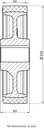 Wheel series 200mm polyurethane on cast iron centre bore 30mm H7 hub length 60mm plain bearing with keyway 8x3.3mm 900kg - Wheel drawing