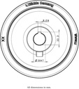 Wheel series 200mm polyurethane on cast iron centre bore 30mm H7 hub length 60mm plain bearing with keyway 8x3.3mm 900kg - Keyway drawing