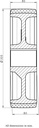 Wheel series 300mm polyurethane on cast iron centre bore 50mm H7 hub length 80mm plain bearing with keyway 12x3.3mm 2100kg - Wheel drawing