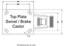 500 series 160mm swivel/brake top plate 140x110mm - Plate dimensions