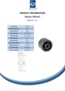 Wheel series 35mm nylon 8mm bore hub length 30mm plain bearing 75kg - Spec sheet