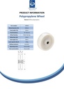 Wheel series 100mm polypropylene 12mm bore hub length 38mm roller bearing 150kg - Spec sheet