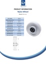 Wheel series 125mm nylon 20mm bore hub length 58mm ball bearing 650kg - Spec sheet