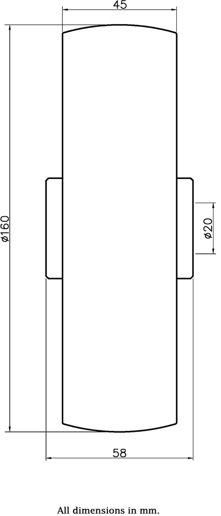Wheel series 160mm nylon 20mm bore hub length 58mm plain bearing 300kg - Wheel dimensions