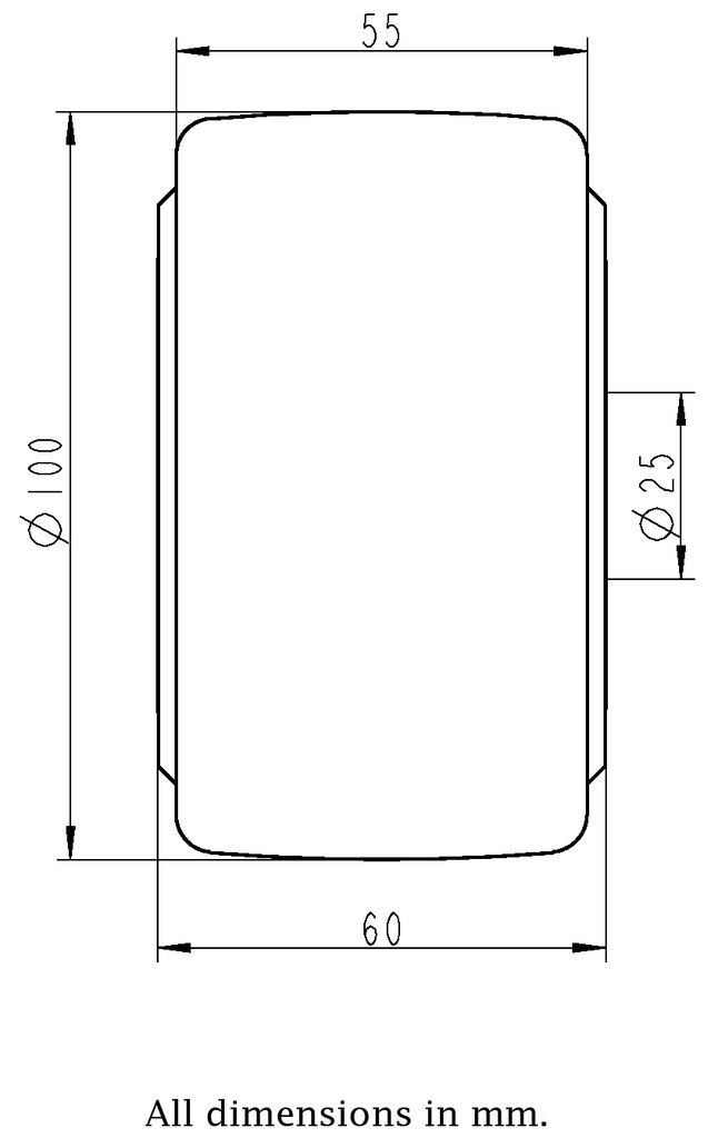 Wheel series 100mm cast nylon 25mm bore hub length 60mm ball bearing 1500kg - Wheel dimensions