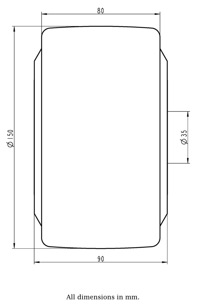 Wheel series 150mm cast nylon 35mm bore hub length 90mm ball bearing 3000kg - Wheel dimensions