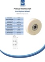 Wheel series 200mm cast nylon 35mm bore hub length 60mm ball bearing 3000kg - Spec sheet