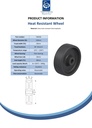 Wheel series 150mm heat resistant thermoplastic 20mm bore hub length 60mm plain bearing 300kg - Spec sheet