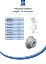 Wheel series 75mm flanged cast iron 20mm bore hub length 47mm plain bearing 700kg - Spec sheet