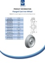 Wheel series 200mm flanged cast iron 30mm bore hub length 60mm plain bearing 1500kg - Spec sheet