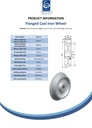 Wheel series 250mm flanged cast iron 40mm bore hub length 70mm plain bearing 2500kg - Spec sheet