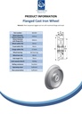 Wheel series 250mm flanged cast iron 30mm bore hub length 70mm ball bearing 2500kg - Spec sheet