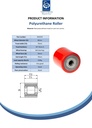 Wheel series 80x70mm roller polyurethane on cast iron centre 20mm bore hub length 70mm ball bearing 320kg - Spec sheet