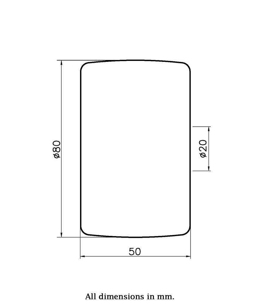 Wheel series 80x50mm roller nylon 20mm bore hub length 50mm ball bearing 600kg - Wheel dimensions