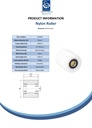 Wheel series 85x100mm roller nylon 20mm bore hub length 100mm ball bearing 950kg - Spec sheet