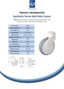 Plastic castor series 125mm swivel bolt hole 13mm castor with grey TPR-rubber on polypropylene centre single ball bearing wheel 110kg - Spec sheet