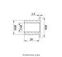 T-Bush 20x12x01.5mm - Drawing with Dimensions